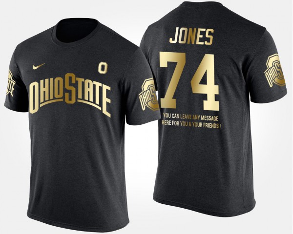 Ohio State Buckeyes Jamarco Jones Men's #74 Limited Gold With Message Short Sleeve Black College Football T-Shirt 2404LUWV3